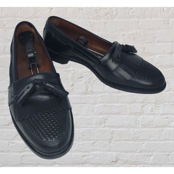 Allen Edmonds Cody Kiltie Tassel Woven Loafer Mens 10D Slip On Shoes Black Dress - Picture 2 of 13